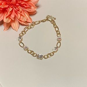 ☀️ 3/$25 Gold Chain Necklace w/ White Gems